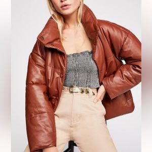 Free People Leather Puffer Jacket